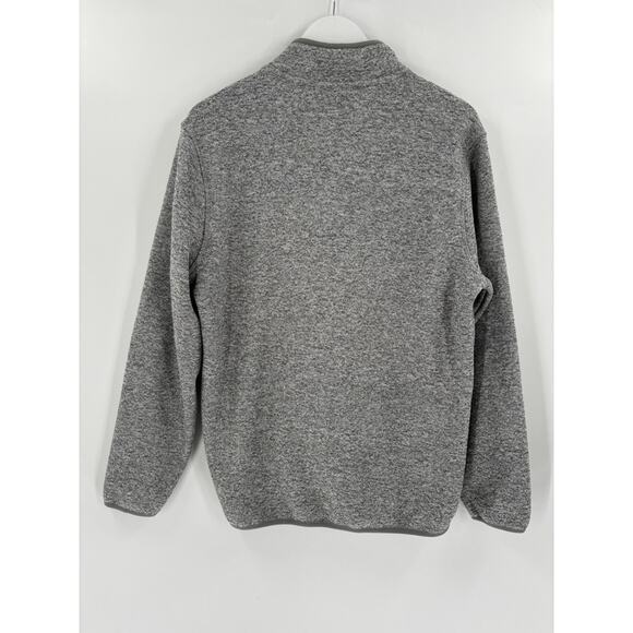 Eddie Bauer Pullover Sweater Mens Small Gray Snap Buttons Front Pocket Logo Knit - Picture 9 of 16